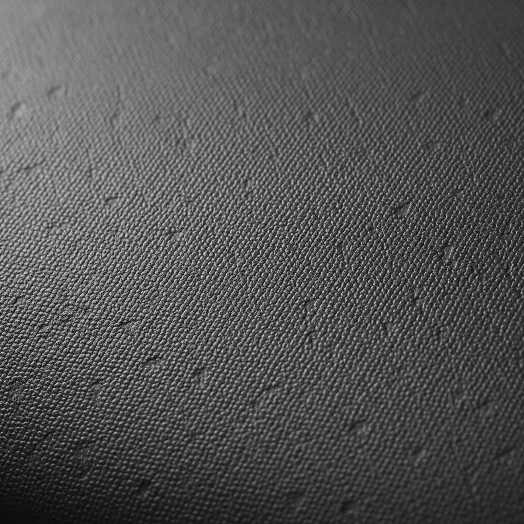 Close-up of UltraTouch leatherette surface texture under raking light showing antimicrobial grain pattern and acetone-resistant finish