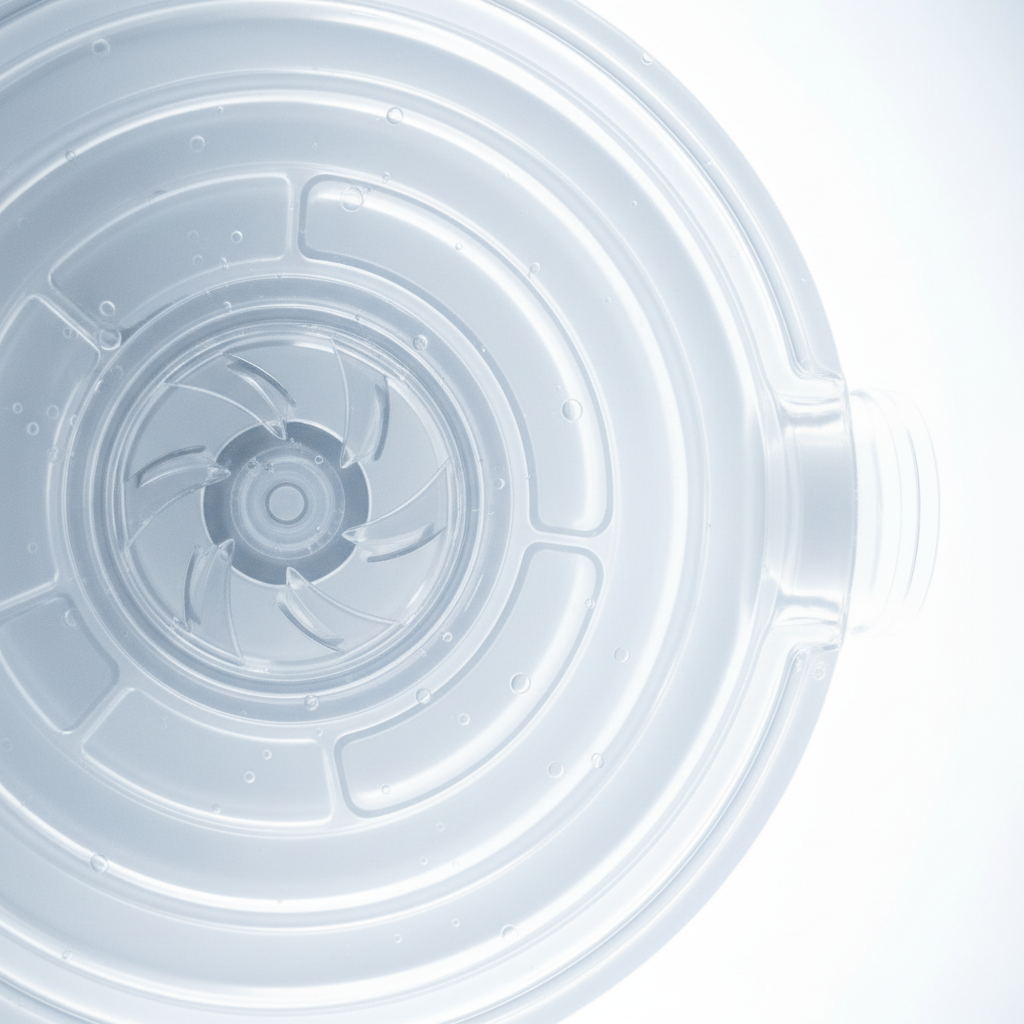 Close-up of ECOJET impeller housing interior showing sealed no-pipe shaft-less design