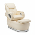 PRIVÉ Lounge Pedicure Chair in Ivory — front 3/4 studio shot showing dome bowl, footrest, armrests, and Digital Control System touchpad